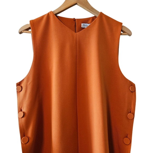 NWT Zara Sleeveless Button Orange Top Vest Casual Women's Size Medium - Picture 10 of 16